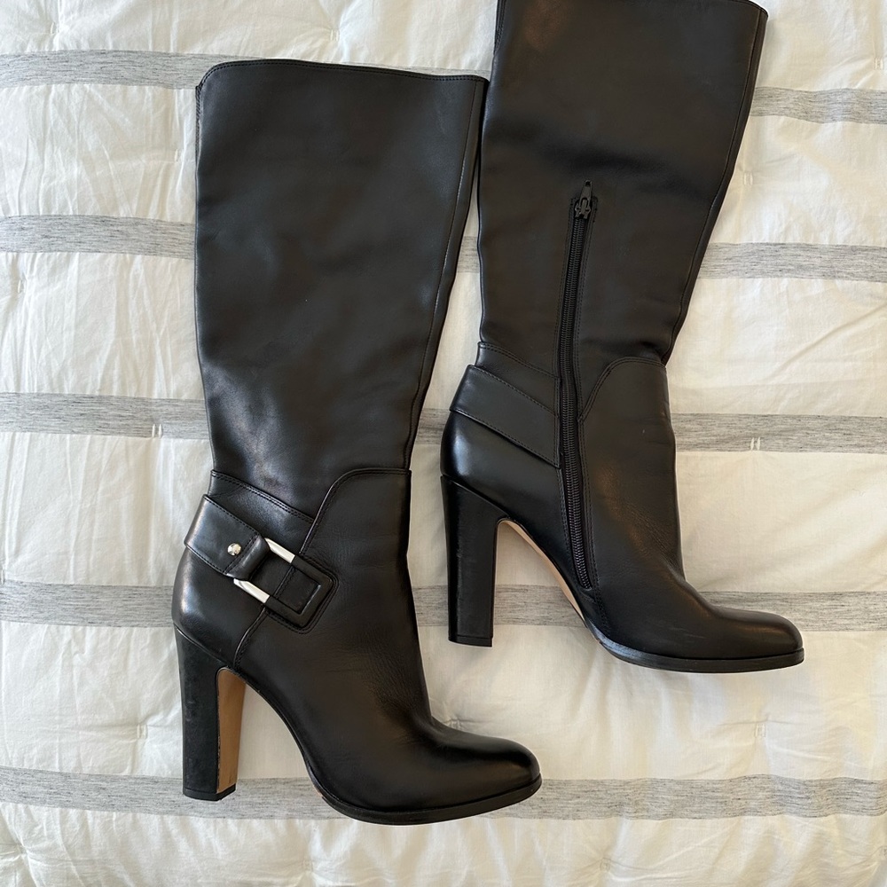 Vince Camuto black leather boots with 4 in heel in perfect condition